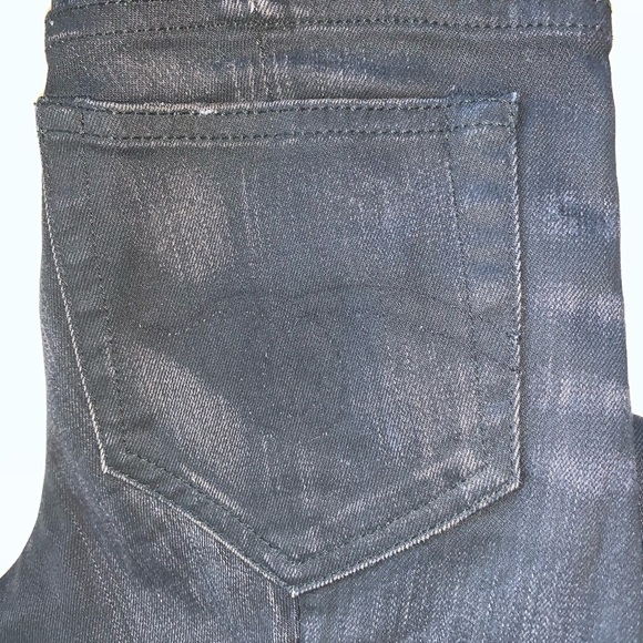 R13 Black Hose Leather Waist Coated Skinny Jeans - Picture 4 of 6